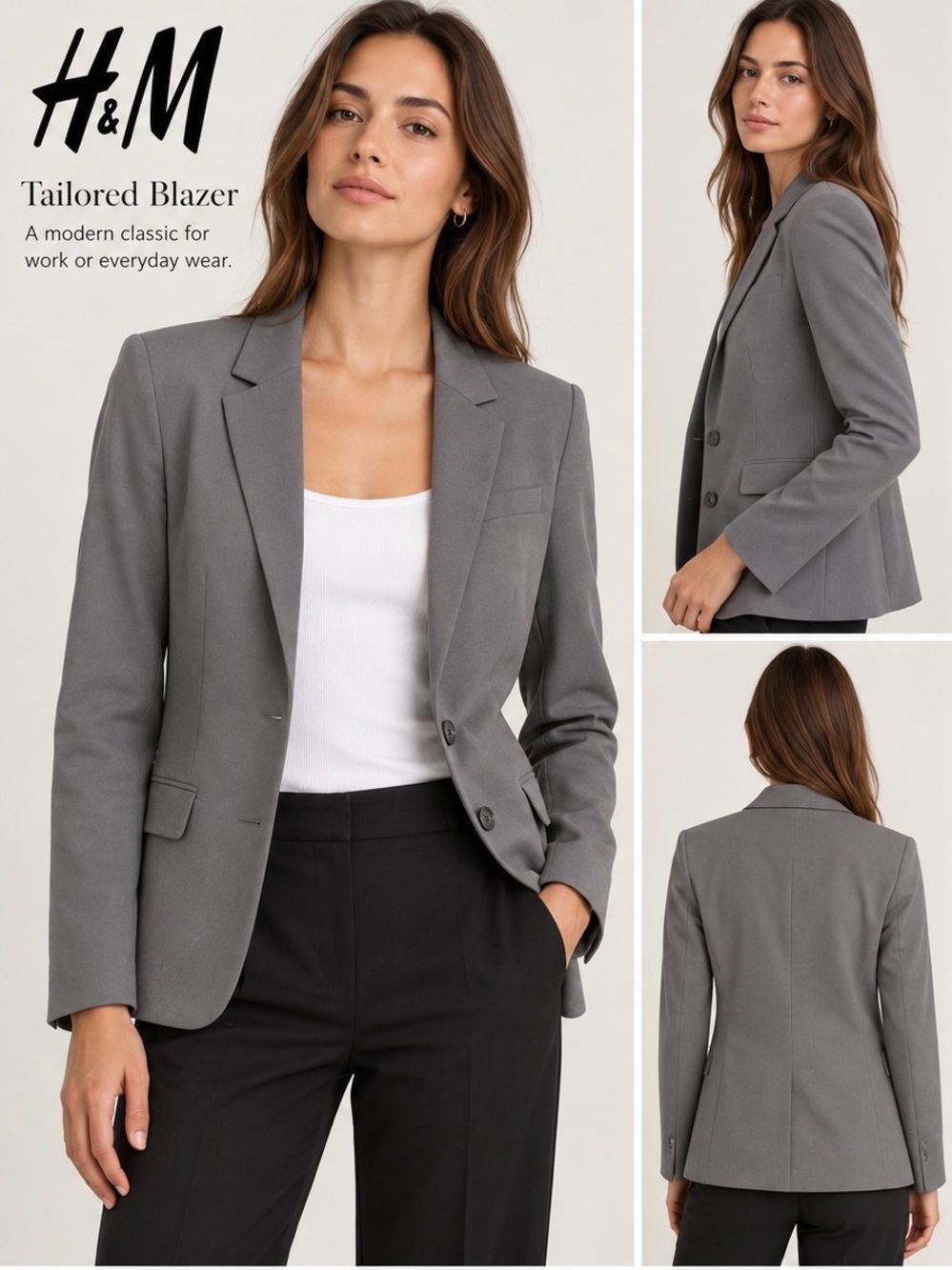 H&M Gray Tailored Blazer - Women's Structured Jacket